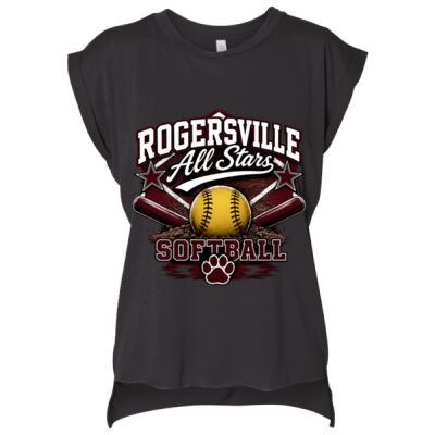 Customized Back - Women’s Flowy Rolled Cuffs Muscle Tee Thumbnail