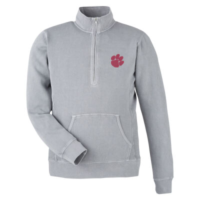 EMB Tiger Paw - Unisex Pigment-Dyed Fleece Quarter-Zip Pullover Thumbnail